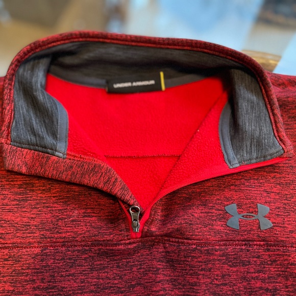 💥UNDER ARMOUR💥- Quarter Zip - Red Hoodie - Size L Mens - Picture 4 of 9